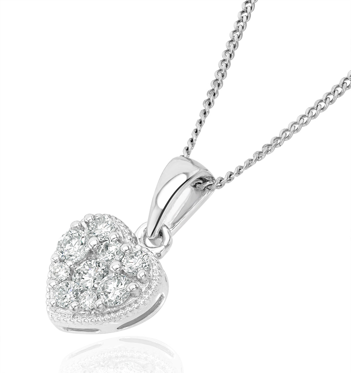 Lab Diamond Heart Pendant Necklace 0.25ct H/Si in 9K White Gold